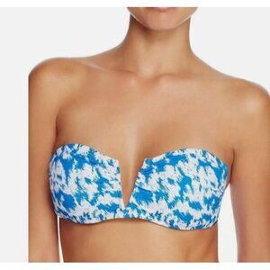New Heidi Klum Swim Bandeau Bikini Top Womens M Catalina Kisses Blue White